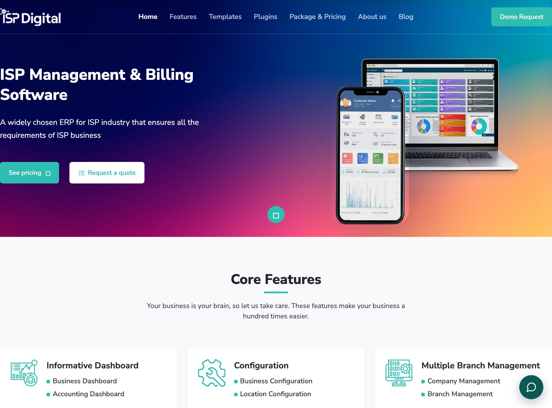 ISP Digital billing software website