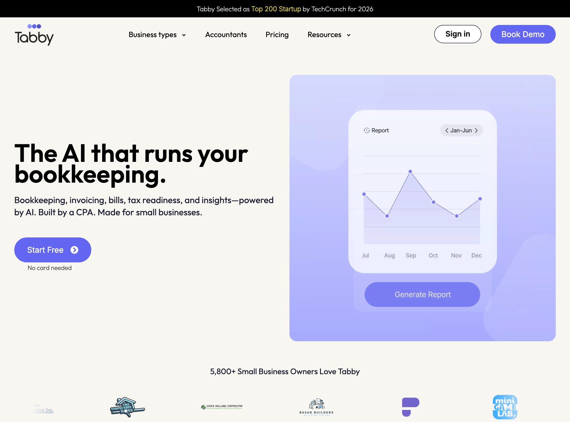 Tabby AI bookkeeping website
